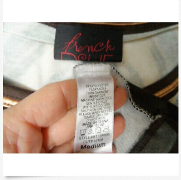 FRENCH BLUE Rhinestone Blouse M Green Brown fancy - Picture 8 of 8